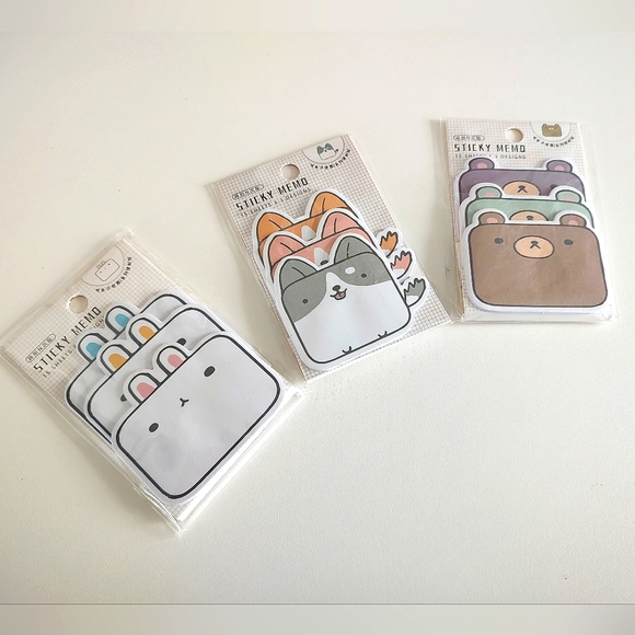 Rabbit, dog, bear kawaii sticky notes set - Picture 2 of 7